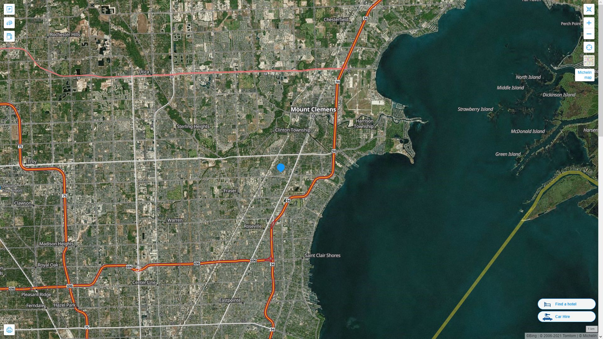 Canton Township Michigan Highway and Road Map with Satellite View